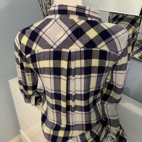 Rails plaid button down shirt, yellow, navy, white - Picture 2 of 7